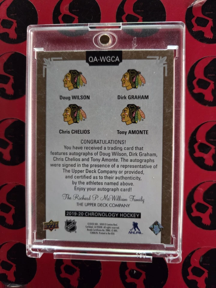 2019-20 Chronology /10 Quad Auto Quad Chris Chelios Amonte Graham Wilson Chicago - Image 2 of 2