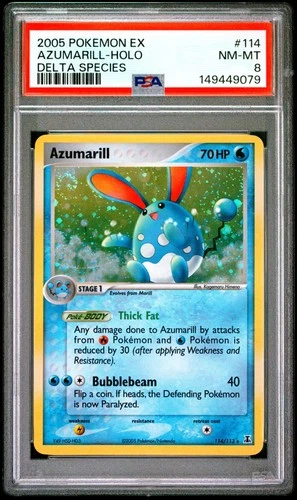 AZUMARILL HOLO 114/113 DELTA SPECIES POKEMON PSA 8