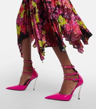 $2275 Designer VERSACE Women's Pin-Point embellished Leather Pumps Sandals 38