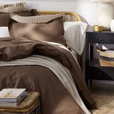 The company Classic Cool Cotton Percale Bed Sheet Set - Coffee, Queen