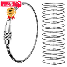 Leevanoo 15 Pack 6 Inch Stainless Steel Wire Keychain Cables 6 inch, Silver