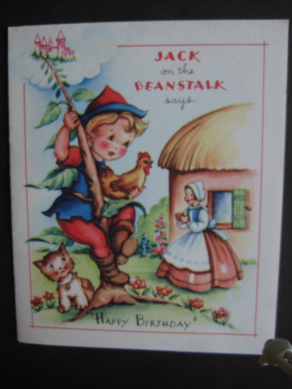 1949 vintage greeting card A.G.C.C. BIRTHDAY Jack & The Beanstalk Story Card