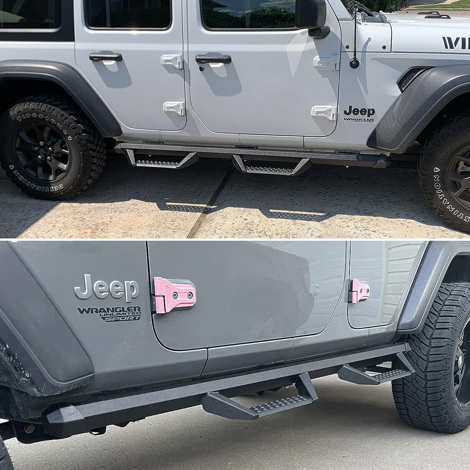Running Boards for 2018- 2025 Jeep Wrangler JL Unlimited 4 Door Steel Side Steps - Imagem 2 de 4
