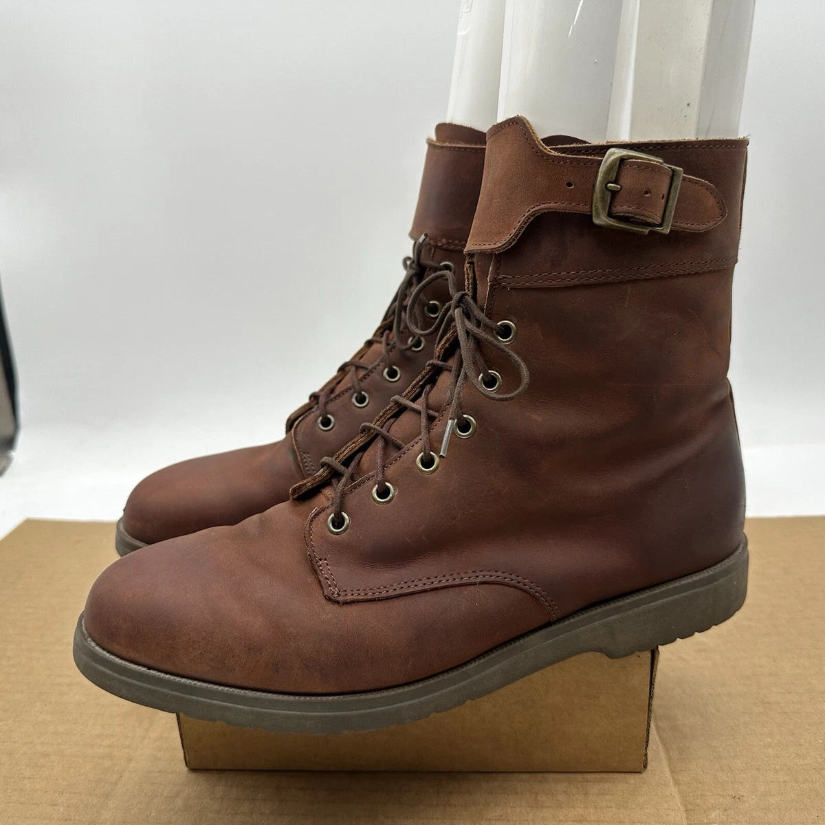 GoodbyeFolk Men\'s Brown Leather Ankle Boots With Buckles Size 9.5 michael-ellis-woodrow-  main image 4