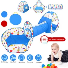 3 in 1 Toddler Kids Play Tent Crawl Tunnel Ball Pit In/Outdoor Play House Gift