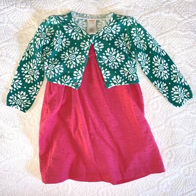 NWT Gymboree 18-24 Months Toddler Girl Pink Sundress with Green Cardigan
