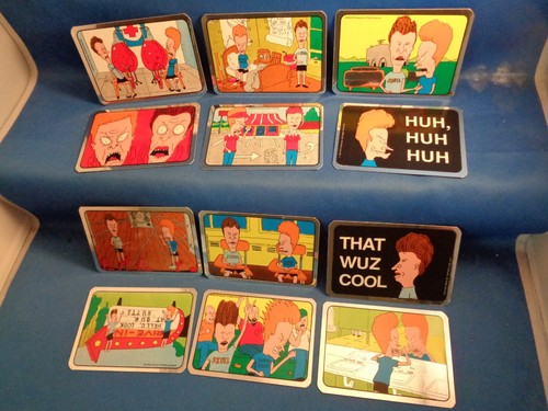 BEAVIS & BUTTHEAD - VENDING STICKER CARDS (12) - 1993 MTV / KODAK ! LQQK !