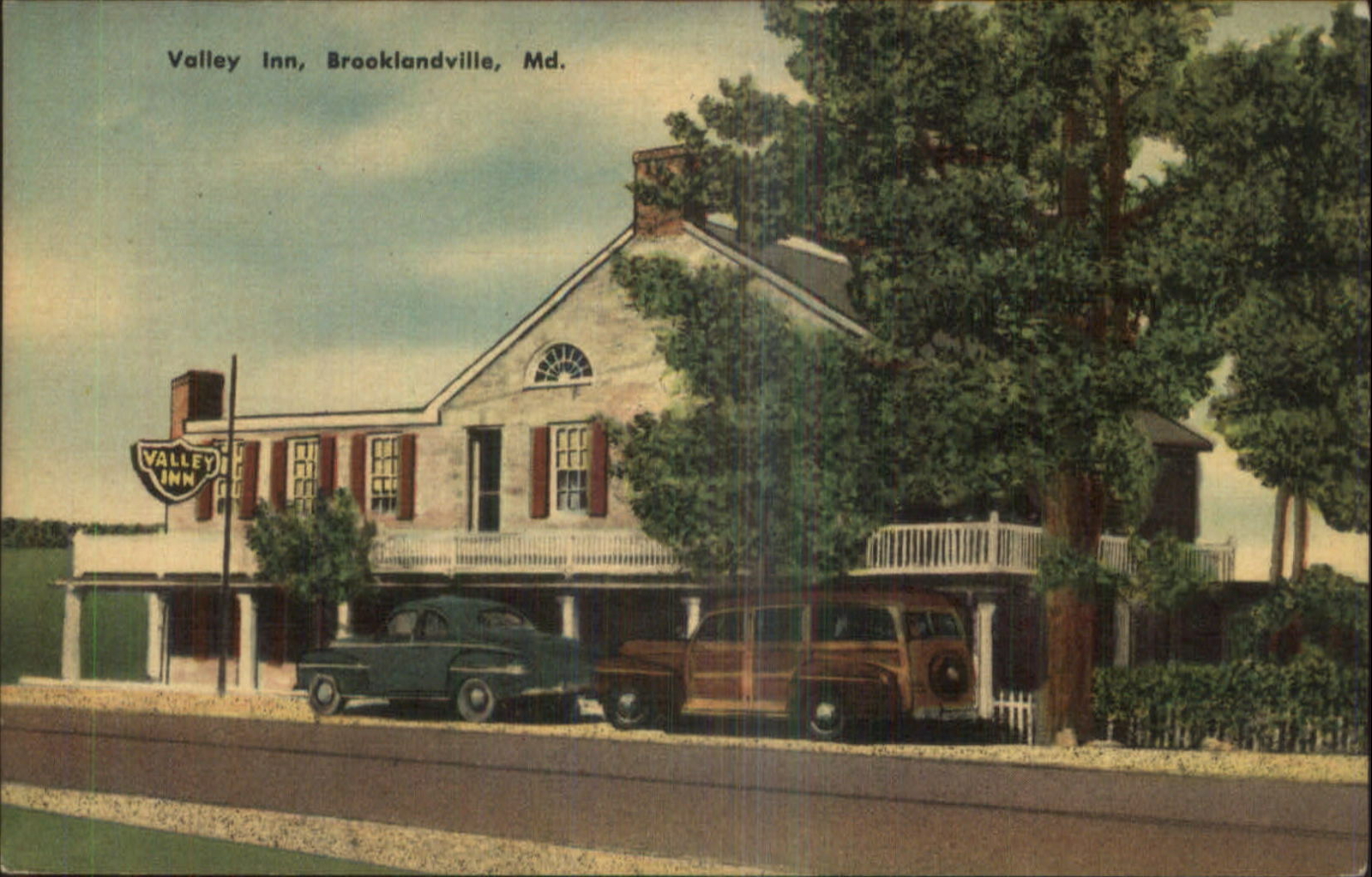 Brooklandville MD Valley Inn Linen Postcard WOODIE CAR AUTO eBay
