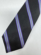 Daniel Cremieux Signature Collection Silk  Cotton Neck Tie Purple Stripes