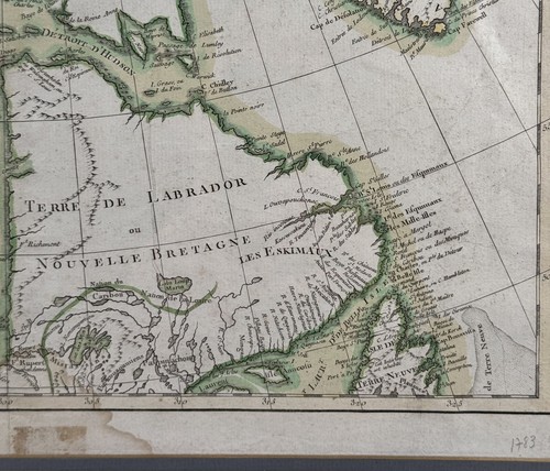 Antique Map Jean Lattre America Hudson Bay Greenland Canada French Map 18th C. - Picture 6 of 16