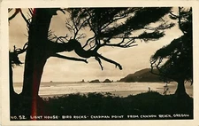 POSTCARD Lighthouse, Chapman Point, Cannon Beach, Oregon - RPPC real photo (Z)