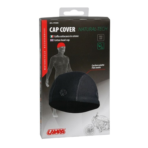 CUFFIA SOTTOCASCO PER MOTO MOTORE IN COTONE NERO SCOOTER TAGLIA UNICA BANDANA - Foto 3 di 5