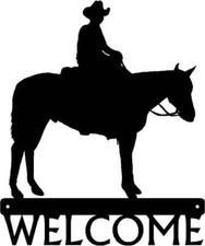 Cowboy Rider #01 Western Welcome Sign - Made in America - Outdoor Decor