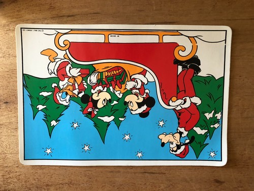 Vintage Christmas Disney Placemat Set Mickey Minnie Donald Santa Goofy ROUGH - Picture 8 of 21