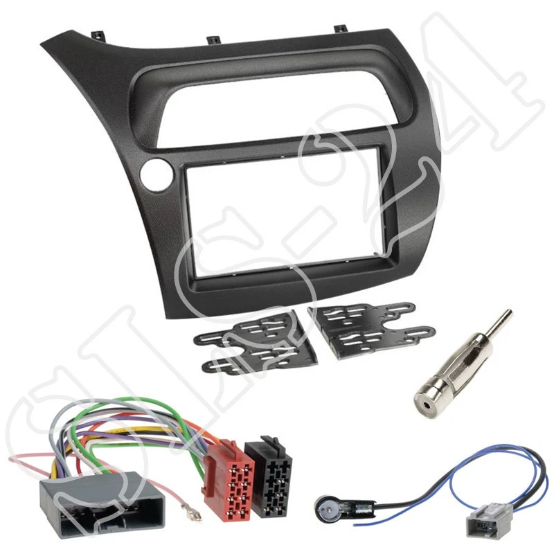 Honda Civic VIII Type R S ab2006 Doppel 2-DIN Blende+ISO Adapter Radioeinbau-Set - Bild 1 von 1