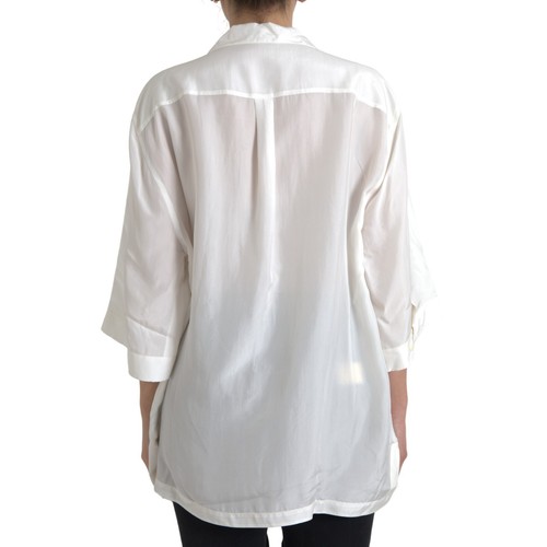 DOLCE & GABBANA Top weiß Seide Kragen 3/4 Ärmel Bluse IT48/US14/XL 1200 USD - Bild 3 von 9