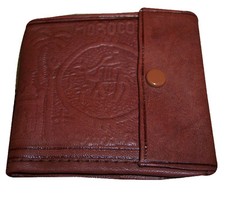 Moroccan Wallet Coin Genuine Leather Bi-fold Handmade Pocket Unisex Small Brown