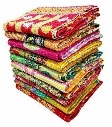 Lote al por mayor de 10 piezas colcha edredón Kantha retazos ropa de cama india manta doble Foto 3 de 4
