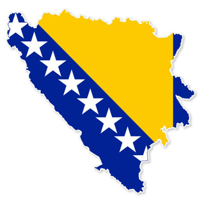 Bosnia and Herzogovina Map Flag car bumper sticker 5'' x 4''
