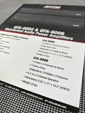 ADCOM GFA-6002/6006 AMPLIFIERS PRODUCT SPECIFICATIONS J01202