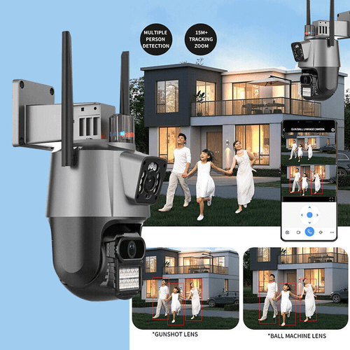 Dual Lens WiFi IP Camera Wireless Outdoor CCTV PTZ Home Security IR Cam ICSEE - Picture 10 of 17