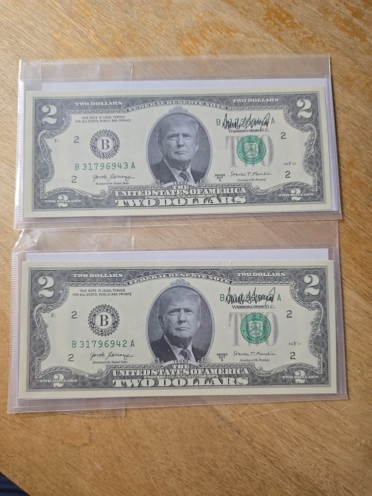 🔥🔥DONALD TRUMP For President $2 Bill US Legal Tender Money Sequential #s
