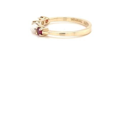 Tiffany & Co. Ruby & Pearl 18K Y/G Ring Size 5.5 - Picture 3 of 4