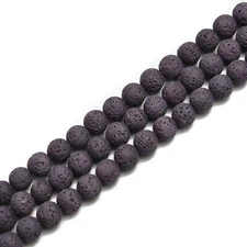 2.0mm Hole Violet Purple Color Lava Smooth Round Beads Size 6-10mm 15.5'' Strand