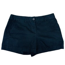 Ann Taylor LOFT Sz 6 Black 100 Cotton Flat Front Mid Rise Chino Shorts   VGUC  