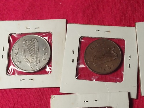 Vintage Eire Ireland 1969 10 Pence Irish Harp Salmon Plus 1950 2x1971 4 Coin Lot - Picture 2 of 8