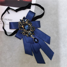 Men Rhinestone Crystal Satin Bownot Bow Ties Suit Accessory Formal Wedding Decor
