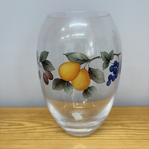 Mikasa Garden Harvest Clear Glass Vase 9" Tall Fruit Pears Grapes Plums - Picture 1 of 6