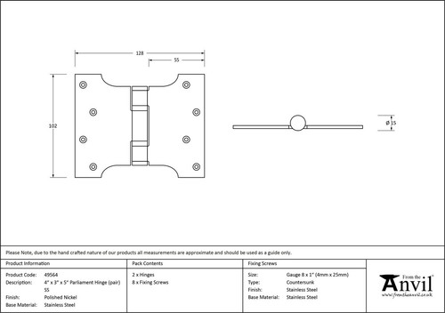 From The Anvil Polished Nickel Cabinet Cupboard Door Hinges - Picture 15 of 17
