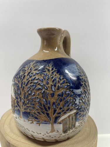 2003 Freeman Pottery, Eagle Springs North Carolina brocca alberi da cabina vetro blu - Foto 3 di 10