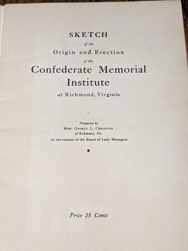 c. 1920s Sketch of Origin Confederate Memorial Institute, Richmond, VA RELee CSA - Picture 2 of 6