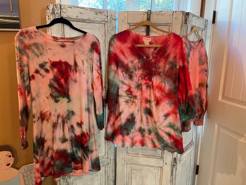 Tie Dye Christmas Artisan Tunic Shirt L - Picture 10 of 11