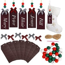 FOIMAS Christmas Stocking Name Tags,12pcs Blank Wooden Stocking Hanging Name