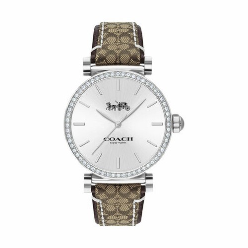 NWB 14503549 AUTHENTIC COACH MADISON BROWN SIGNATURE Silver Tone Women's Watch - Picture 10 of 11