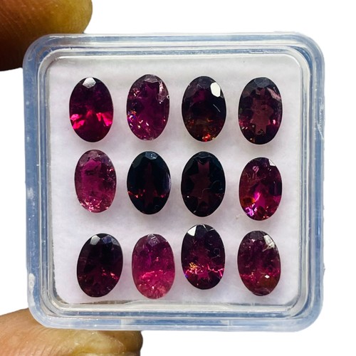 12 Pcs Natural Rubellite Pink Tourmaline 6x4mm Oval Cut Loose Gemstones 5.90 Cts