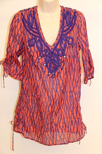 NWT Milly cabana Swimsuit Bikini Cover Up Tunic Coral Sz M $350 - 第 4/11 張圖片