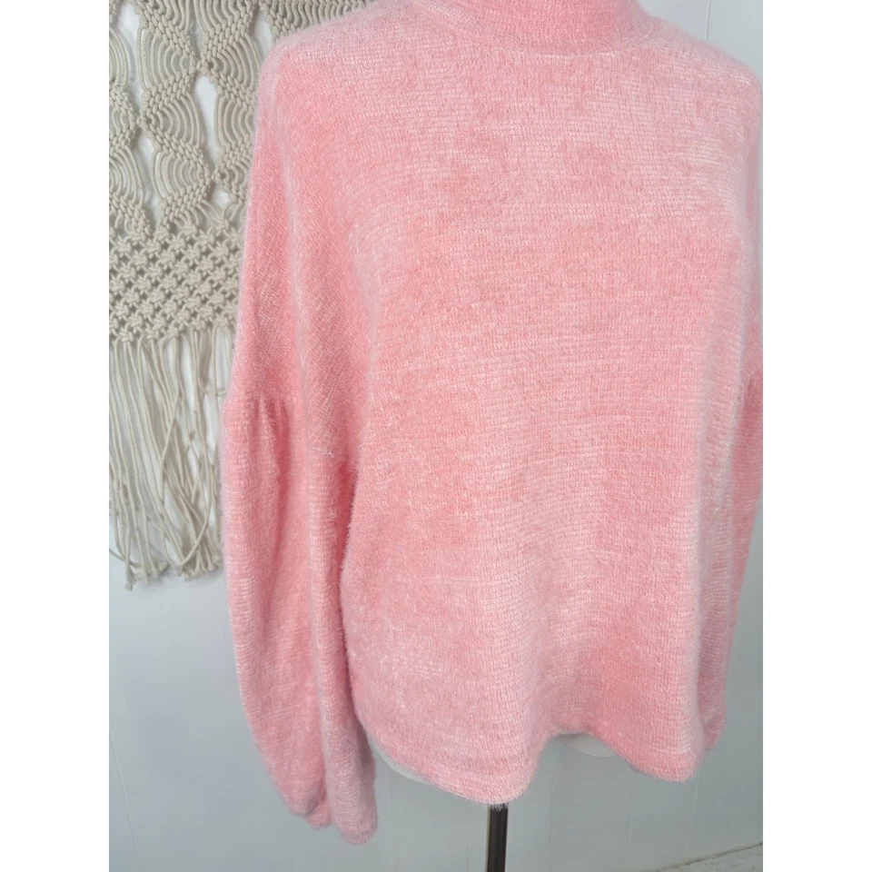 Suéter Sanctuary Rosa Pestañas Tejido Cuello Simulado Mujer Mediano Felpa Popover Foto 3 de 4
