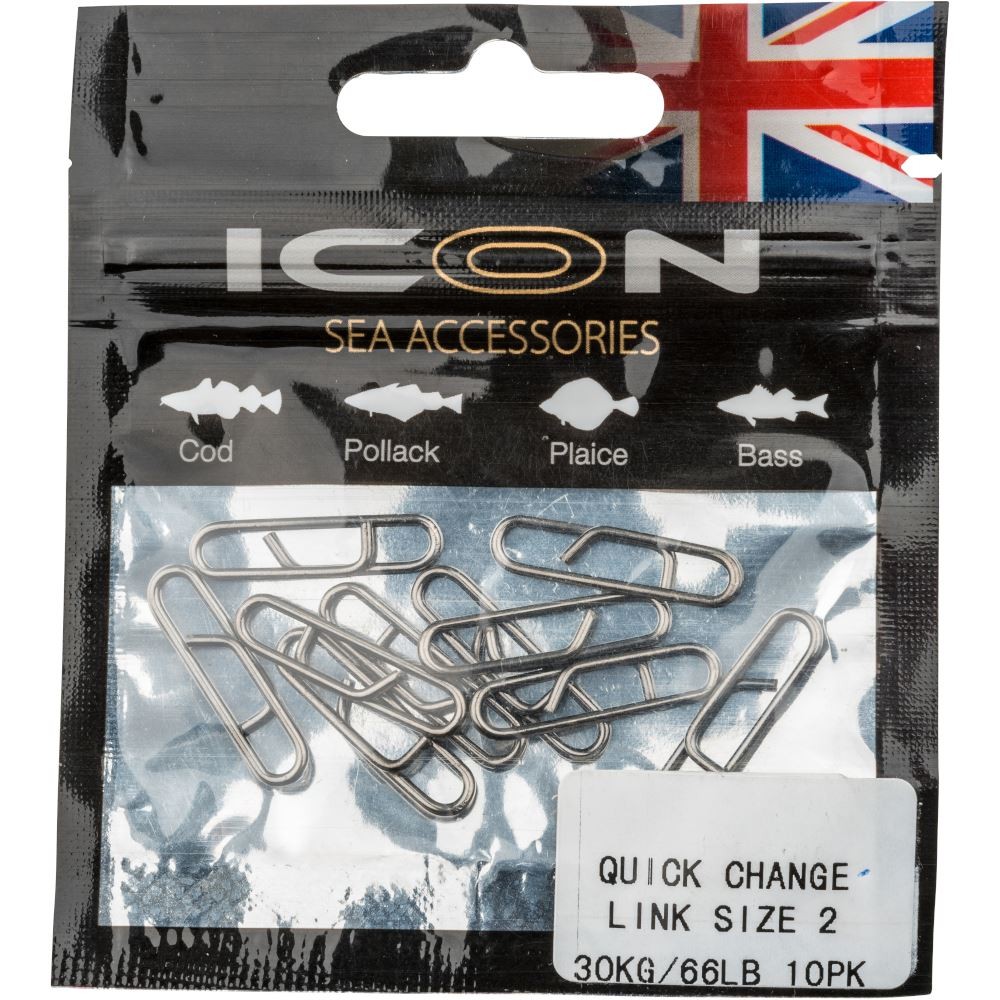 Leeda Icon Sea Accessories Quick Change Link Size 2 30kg/66lb 10pk