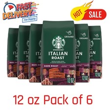 Starbucks Ground Coffee Dark Roast Italian Roast Hot or Iced 12oz 6 Bags