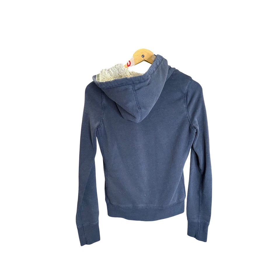 Abercrombie Fitch Navy Sherpa Lined Zip Up Hoodie Sweatshirt Size S - Image 4 of 4