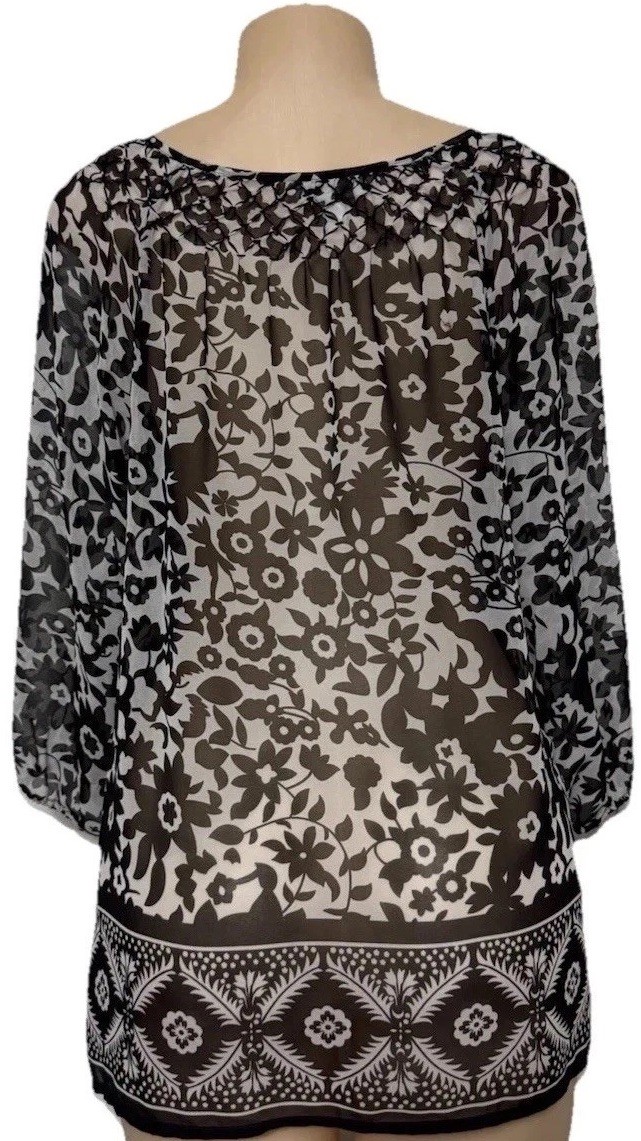 Charter Club womens top size L sheer floral shirt work party resort blouse cute View 2