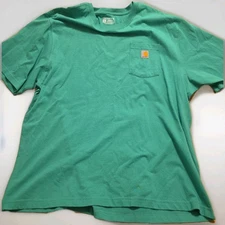 Carhartt Shirt Men 2XL Green Pocket T Logo Workwear Loose Fit
