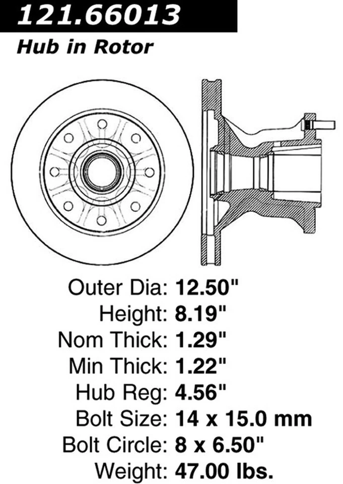 Rotor de freno estándar C-Tek Centric Parts 121.66013 para Chevrolet GMC C3500 88-89 Foto 3 de 4