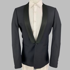 SANDRO Size 38 Black Wool Shawl Collar Sport ...