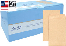 Budgenix 1 1000 Pcs Small Coin Envelopes 2.25" X 3.5" with Gummed Flap, Brown K