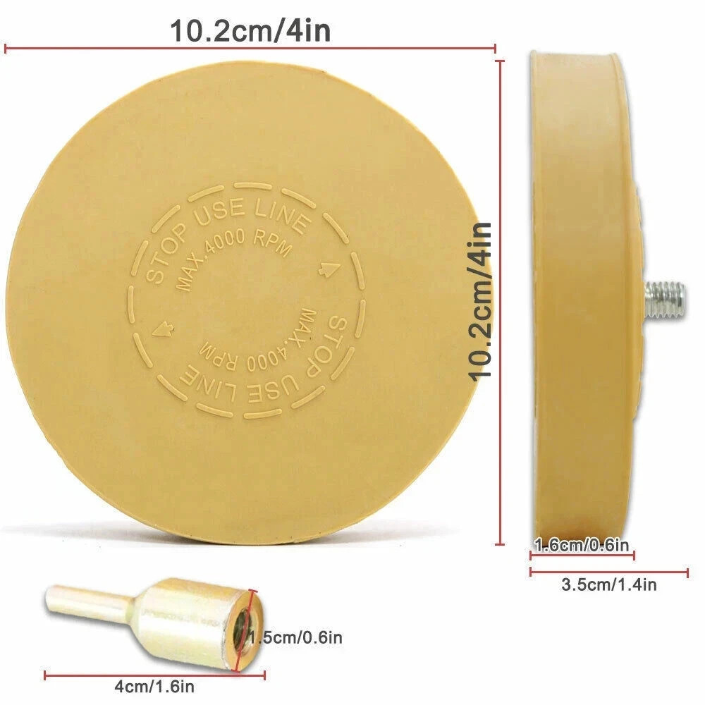 4'' Car Decal Remover For 3M Glue Rubber Eraser Wheel Remove Adhesive Sticker T1